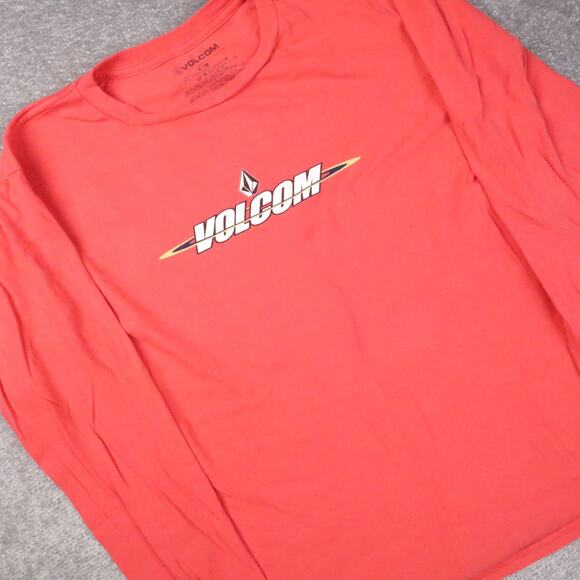 Volcom Cheezmoso Spellout Logo Medium Red Long Sleeve T-Shirt - Picture 8 of 9